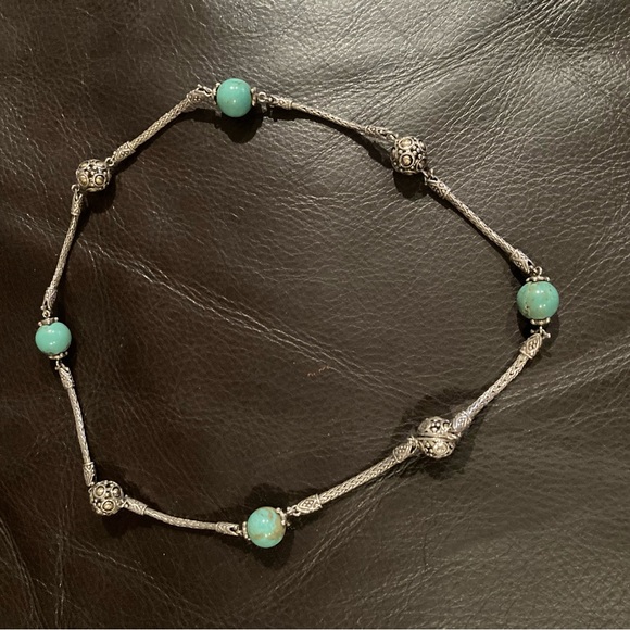 John Hardy Turquoise Sterling Silver and 18k Yellow Gold Jaisalmer Necklace - Picture 2 of 7